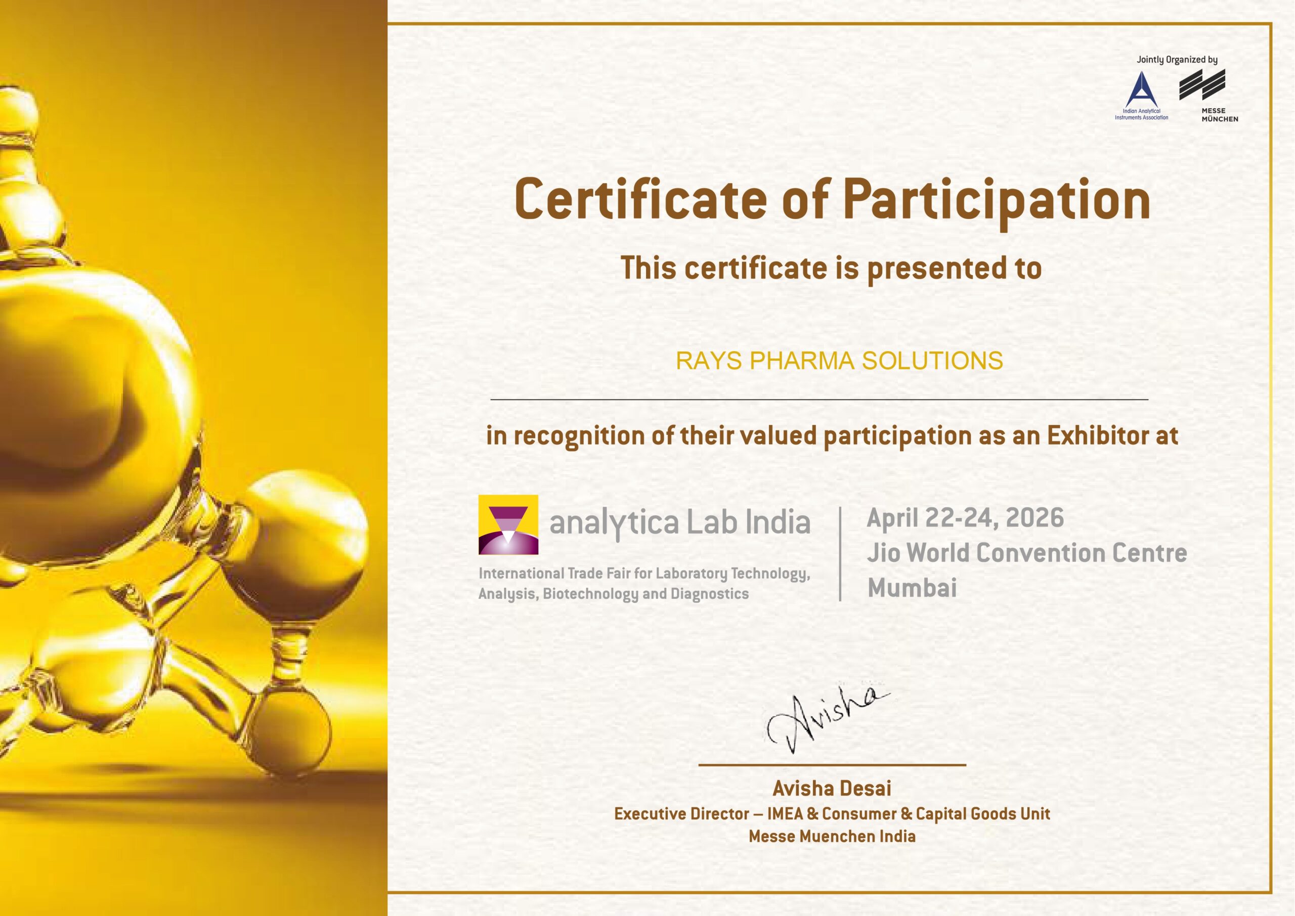 Exhibitor Certificate